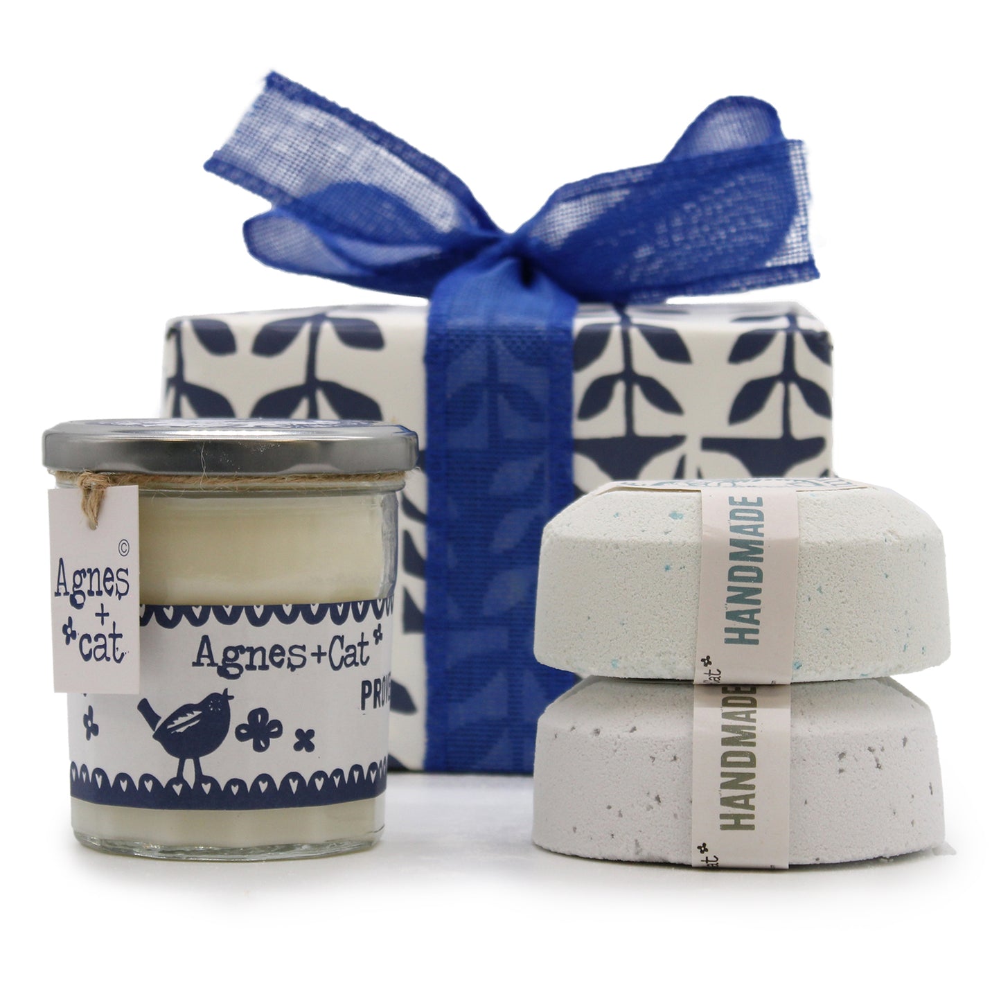 Coffret cadeau - Bougie Lune de Velours + Galets effervescents sel de mer mousse & bleu dolly
