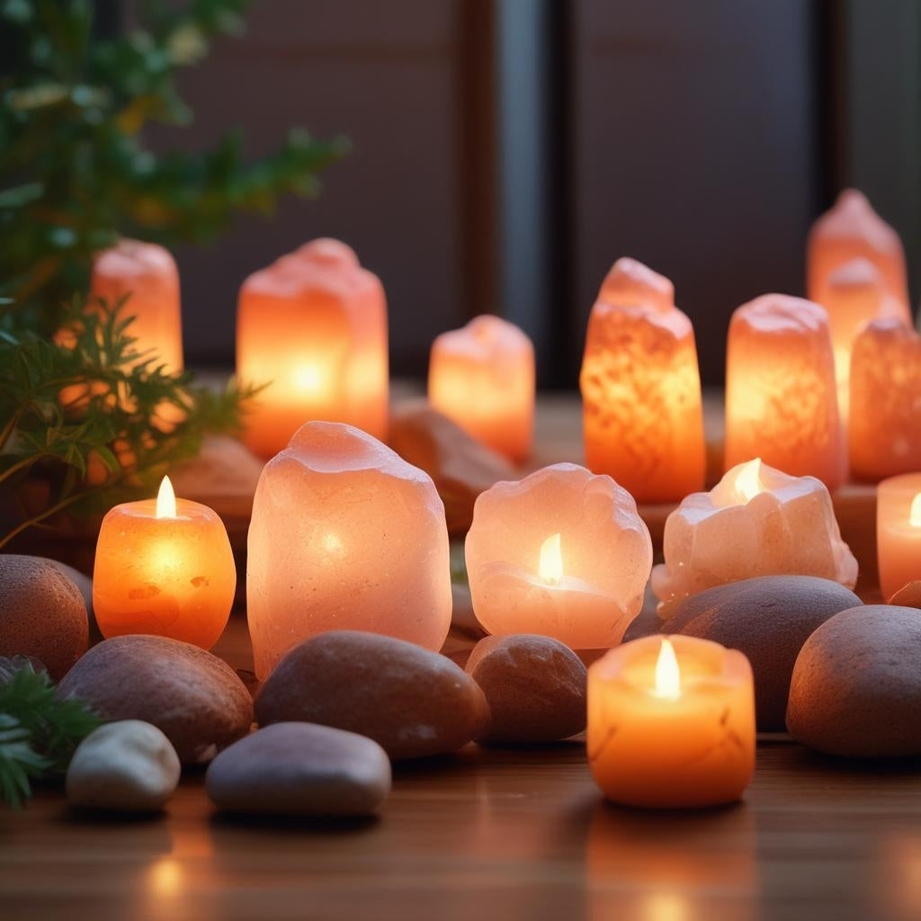 Lampes et bougeoirs en cristal de sel de l'Himalaya