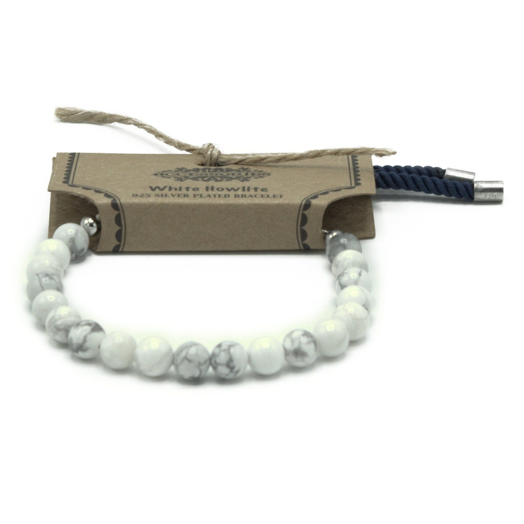 Bracelet réglable howlite blanche