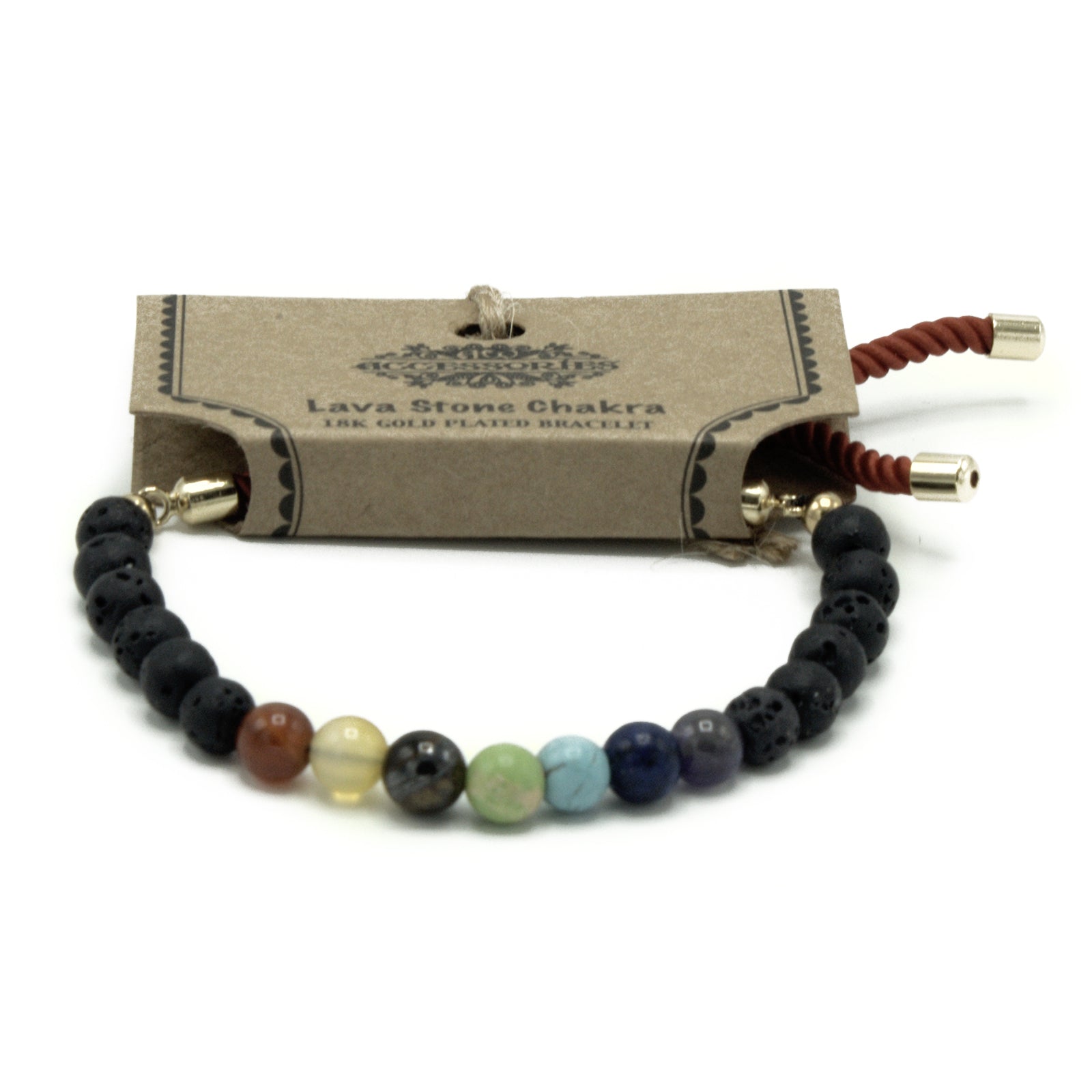 Bracelet réglable chakras pierres de lave