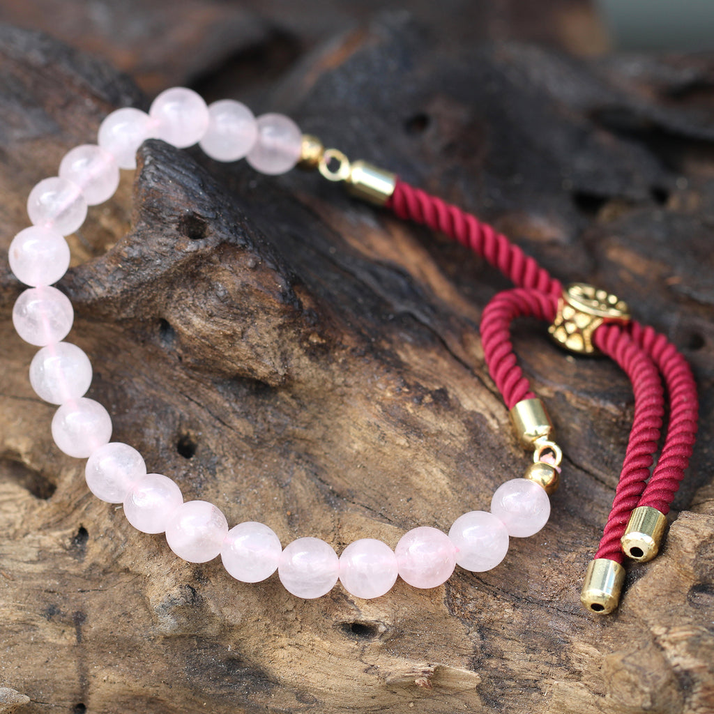 Bracelet réglable quartz rose