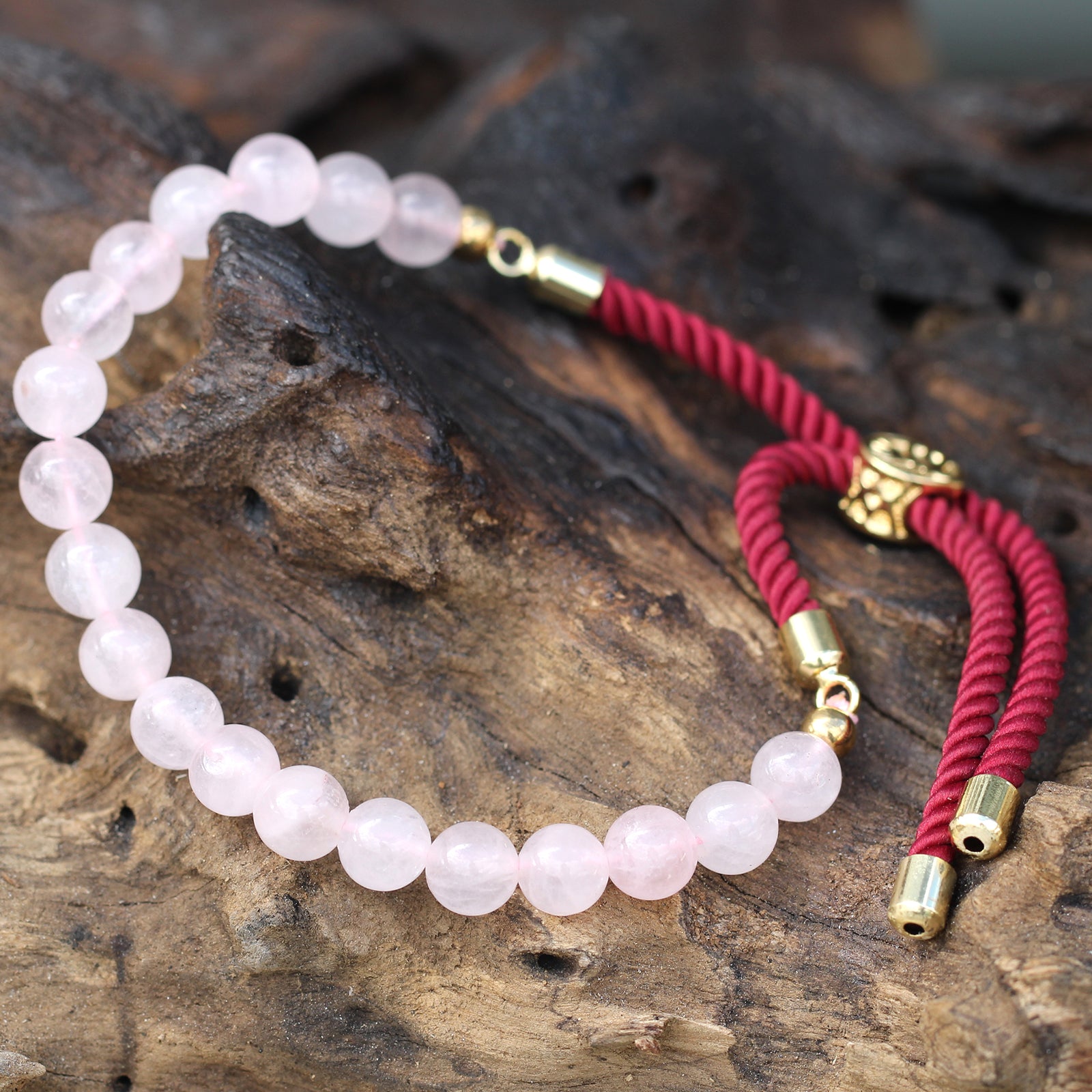 Bracelet réglable quartz rose