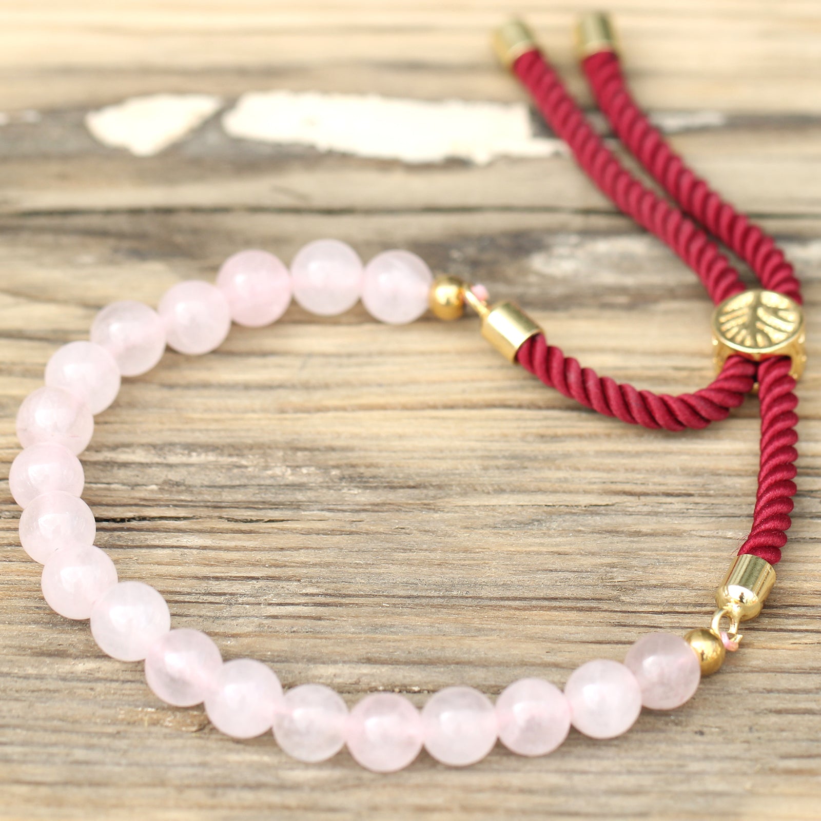 Bracelet réglable quartz rose
