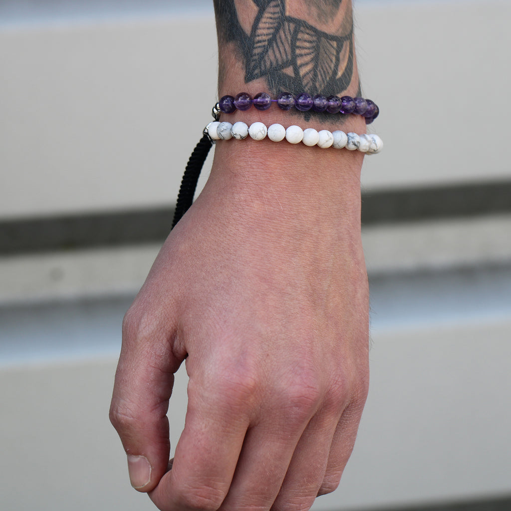 Bracelet réglable howlite blanche