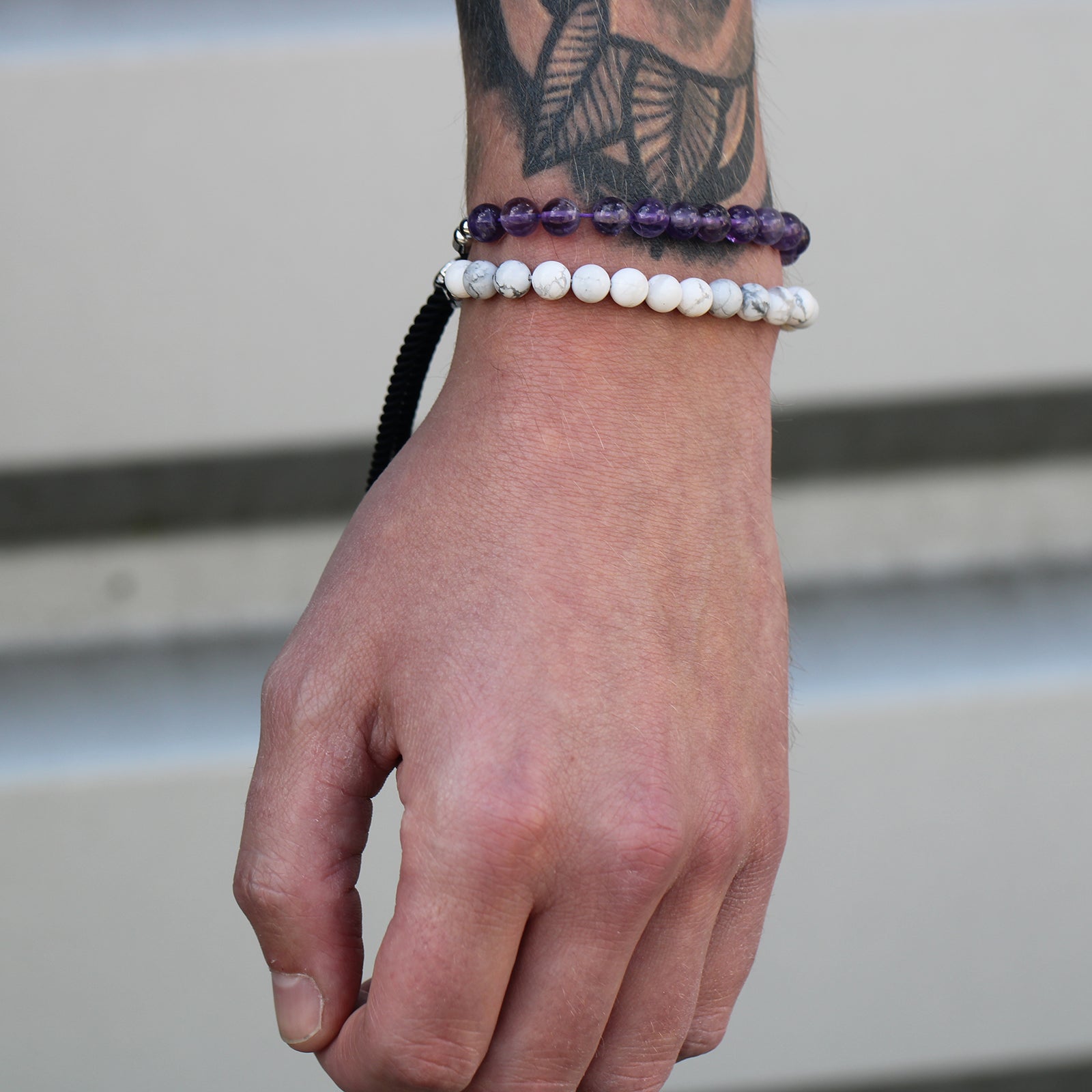 Bracelet réglable howlite blanche