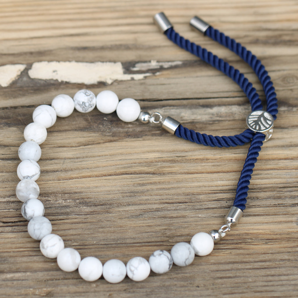 Bracelet réglable howlite blanche