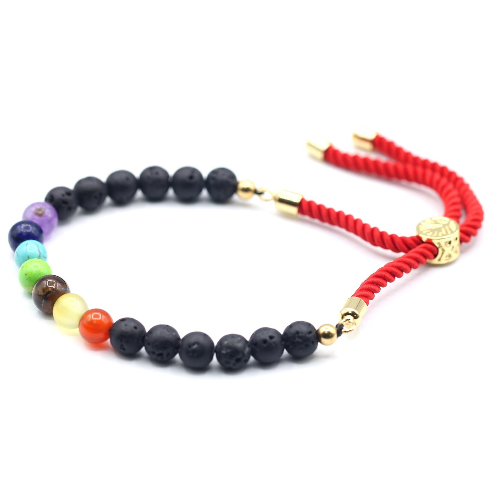 Bracelet réglable chakras pierres de lave