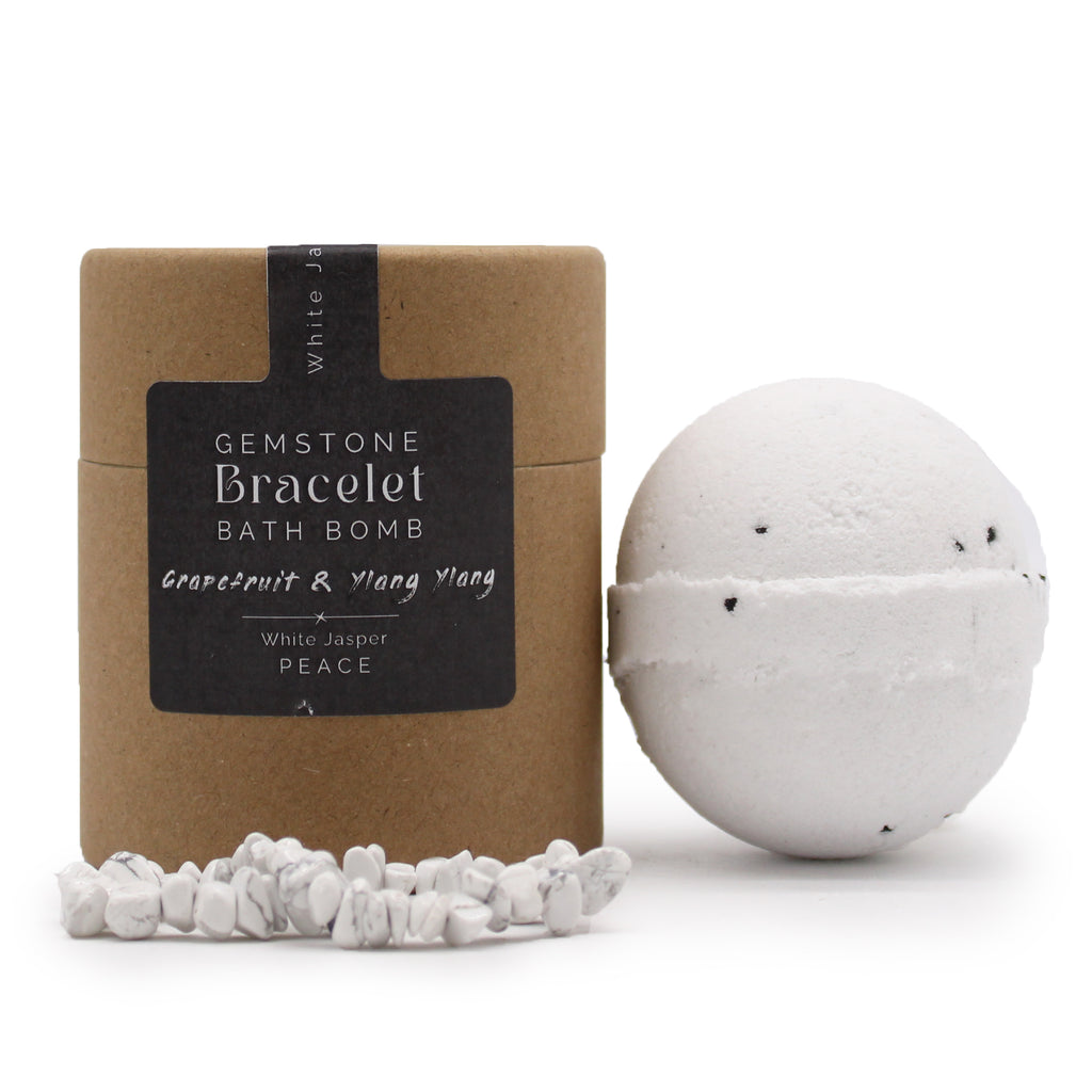 Bombe de bain avec bracelet en jaspe blanc