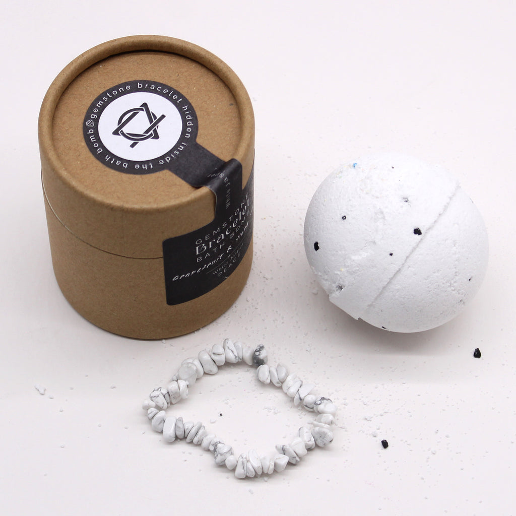 Bombe de bain avec bracelet en jaspe blanc