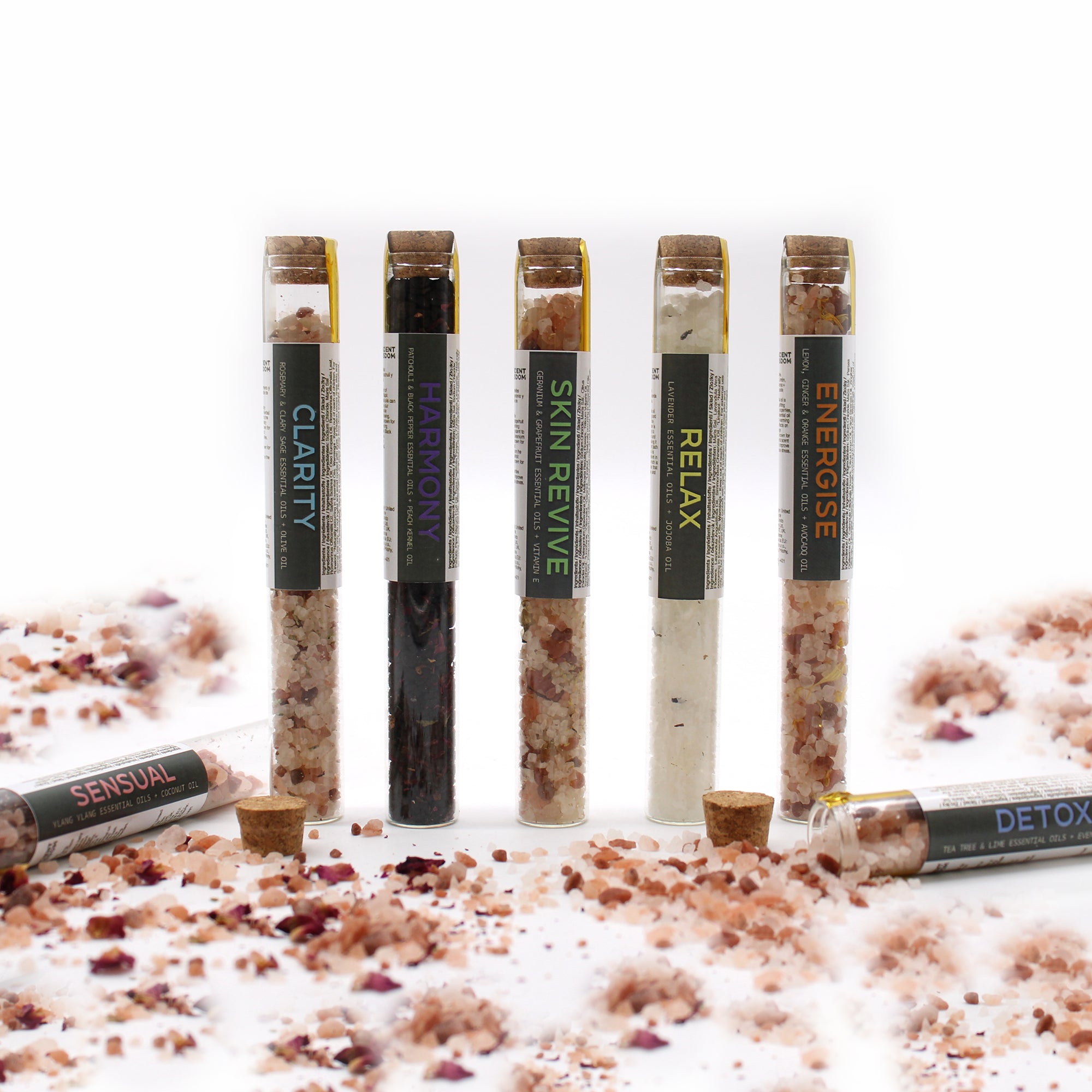 Coffret cadeau de 7 sels de bain en flacons