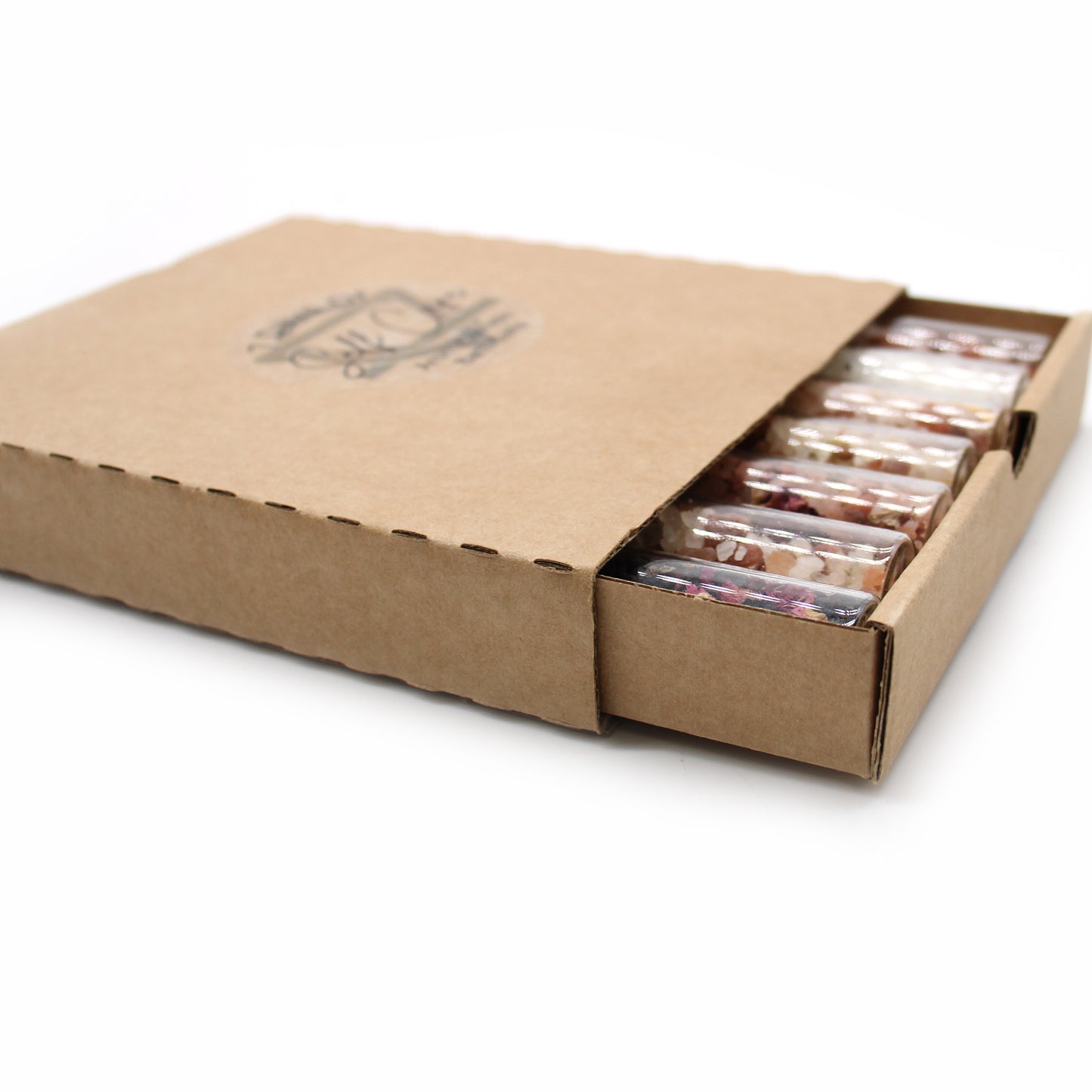 Coffret cadeau de 7 sels de bain en flacons