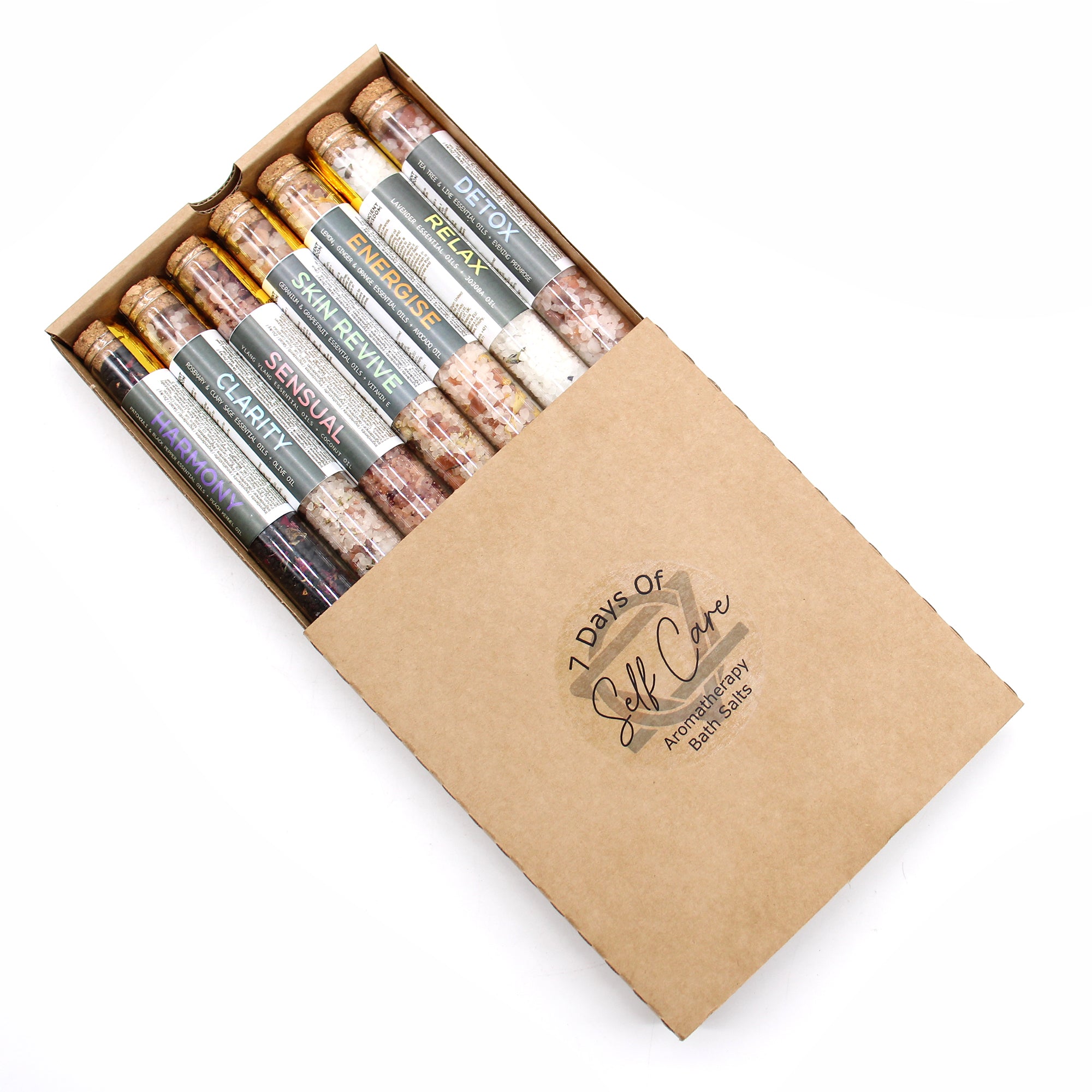 Coffret cadeau de 7 sels de bain en flacons