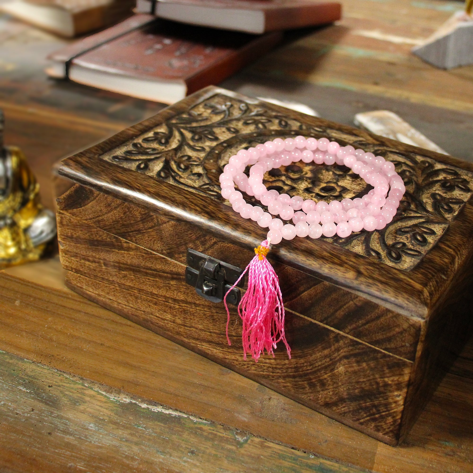 Mala 108 perles en quartz rose