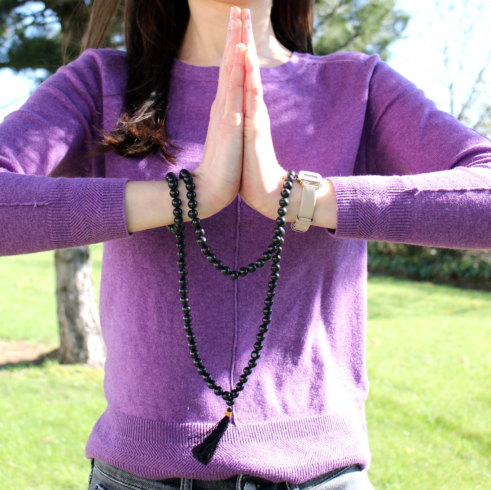 Mala 108 perles en agate noire