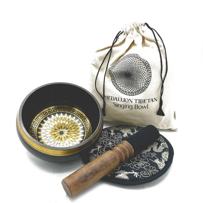Coffret cadeau bol chantant gravé à la main - Médaillons ronds