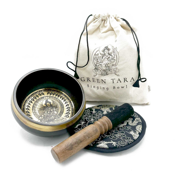 Coffret cadeau bol chantant gravé à la main - Tara Verte