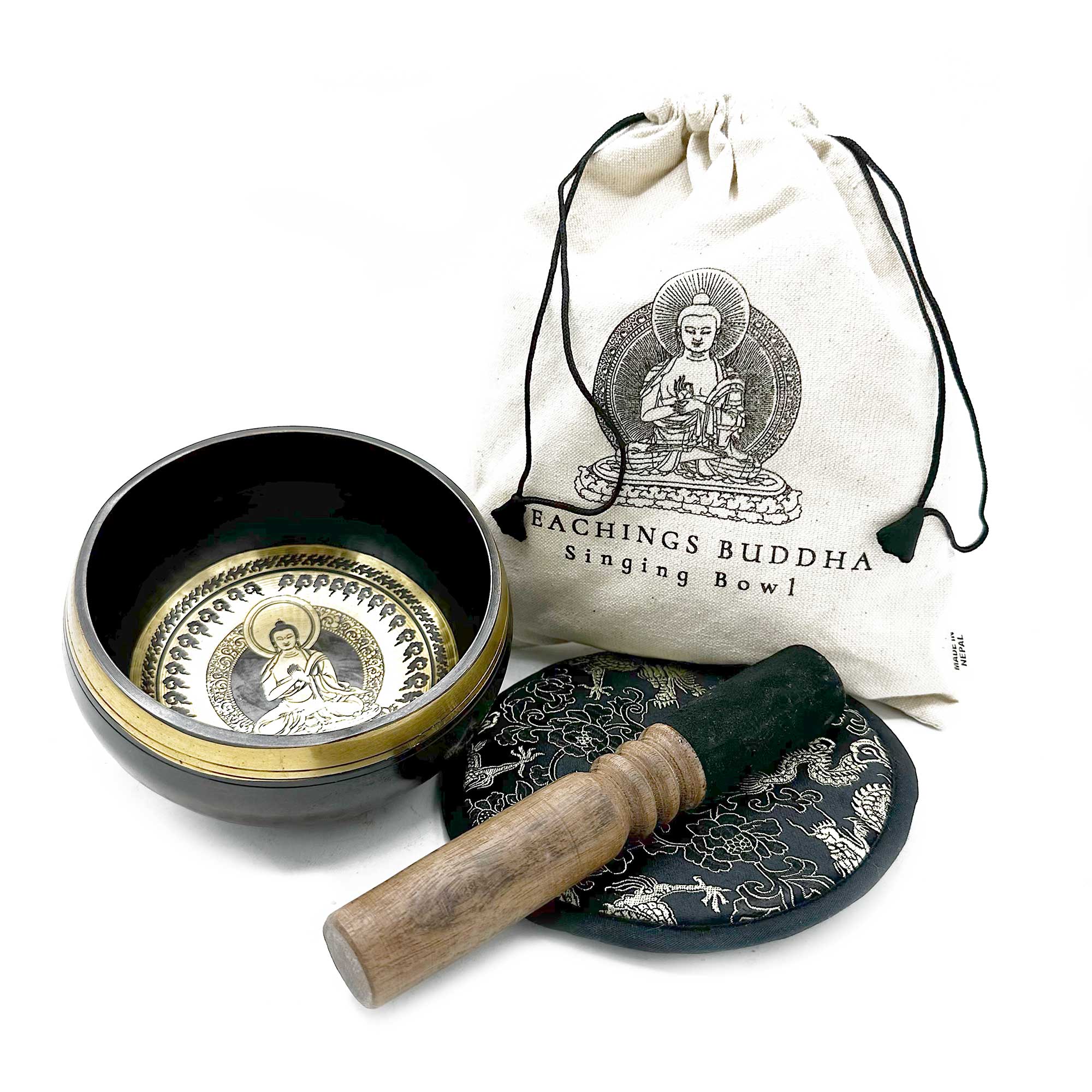 Coffret cadeau bol chantant gravé à la main - Enseignements de Bouddha