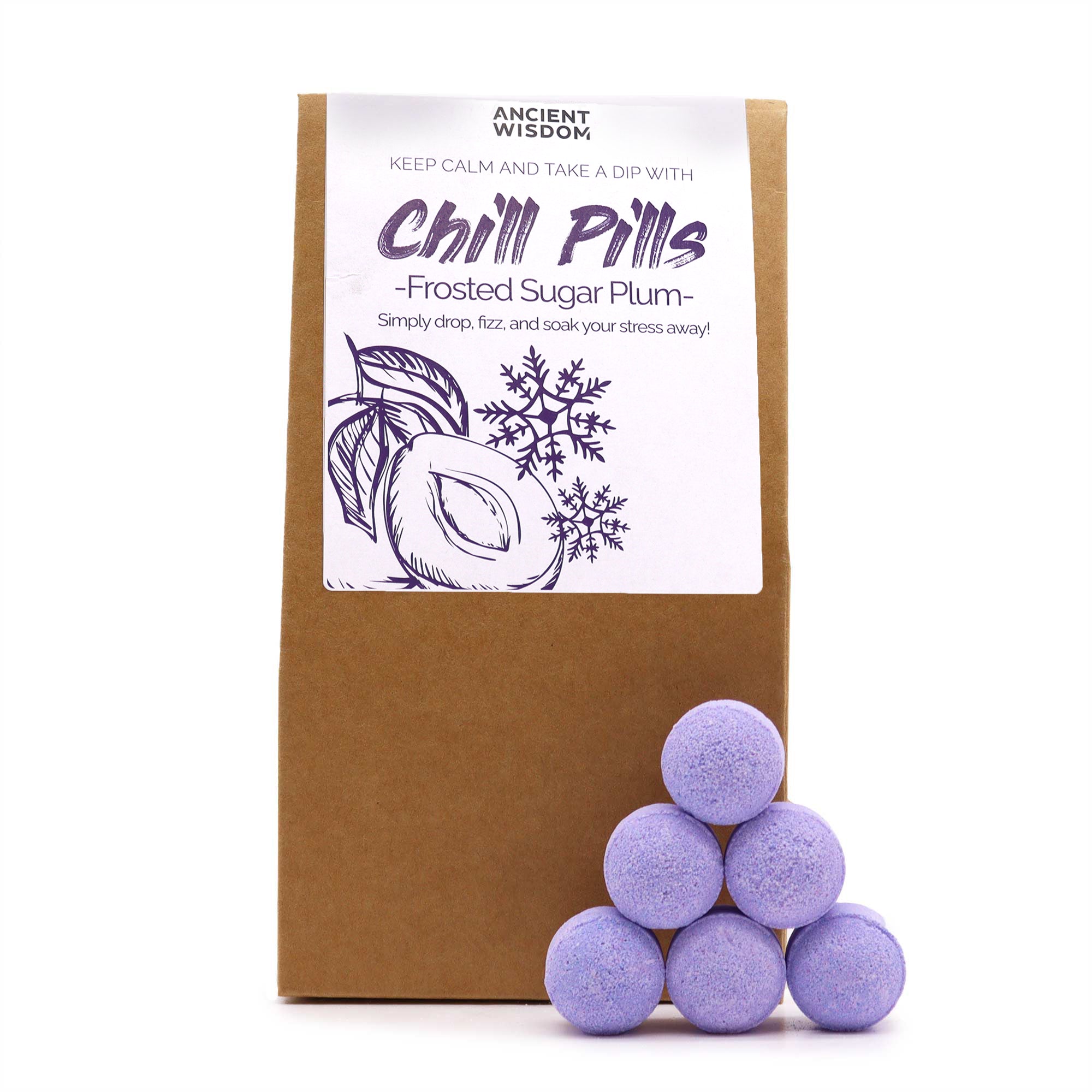 Paquet cadeau de mini bombes de bain - Prune au sucre givré