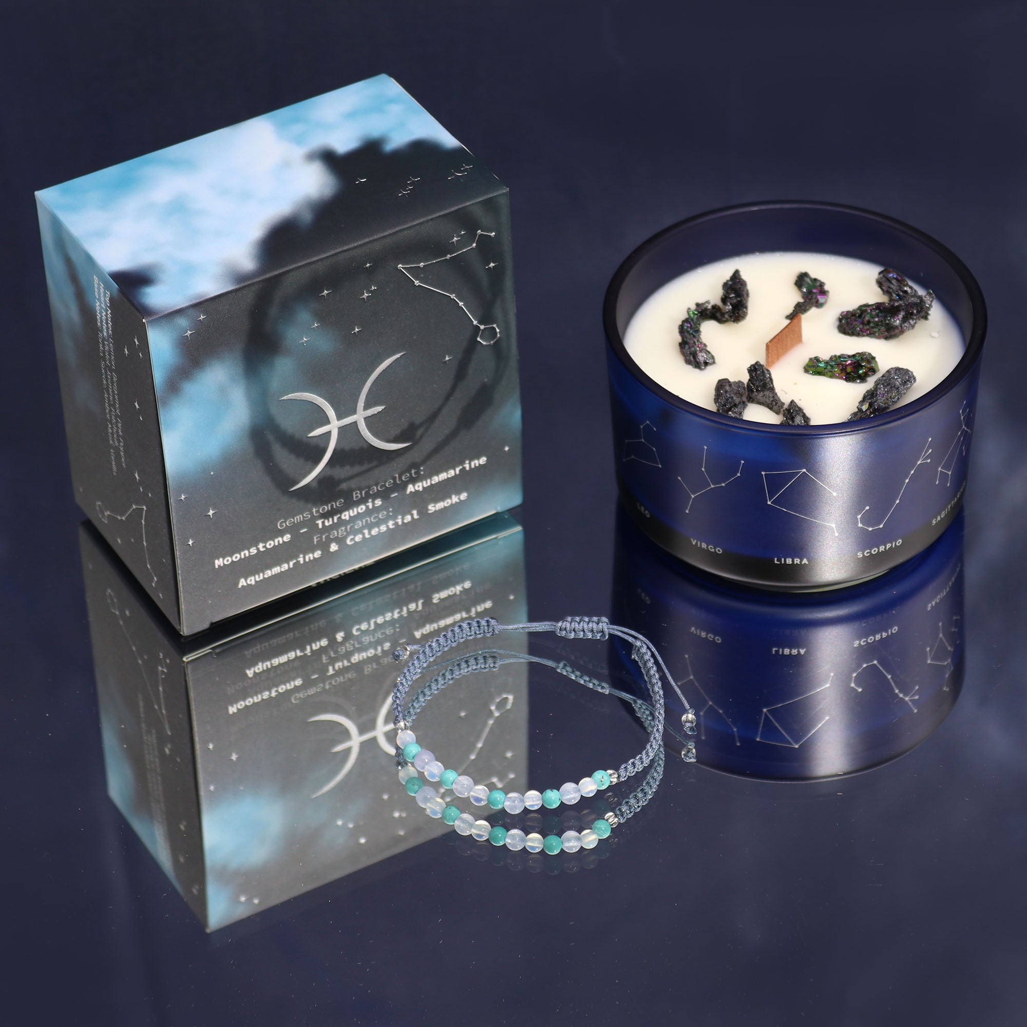 Bougie de cristal du zodiaque avec bracelet - Poisson