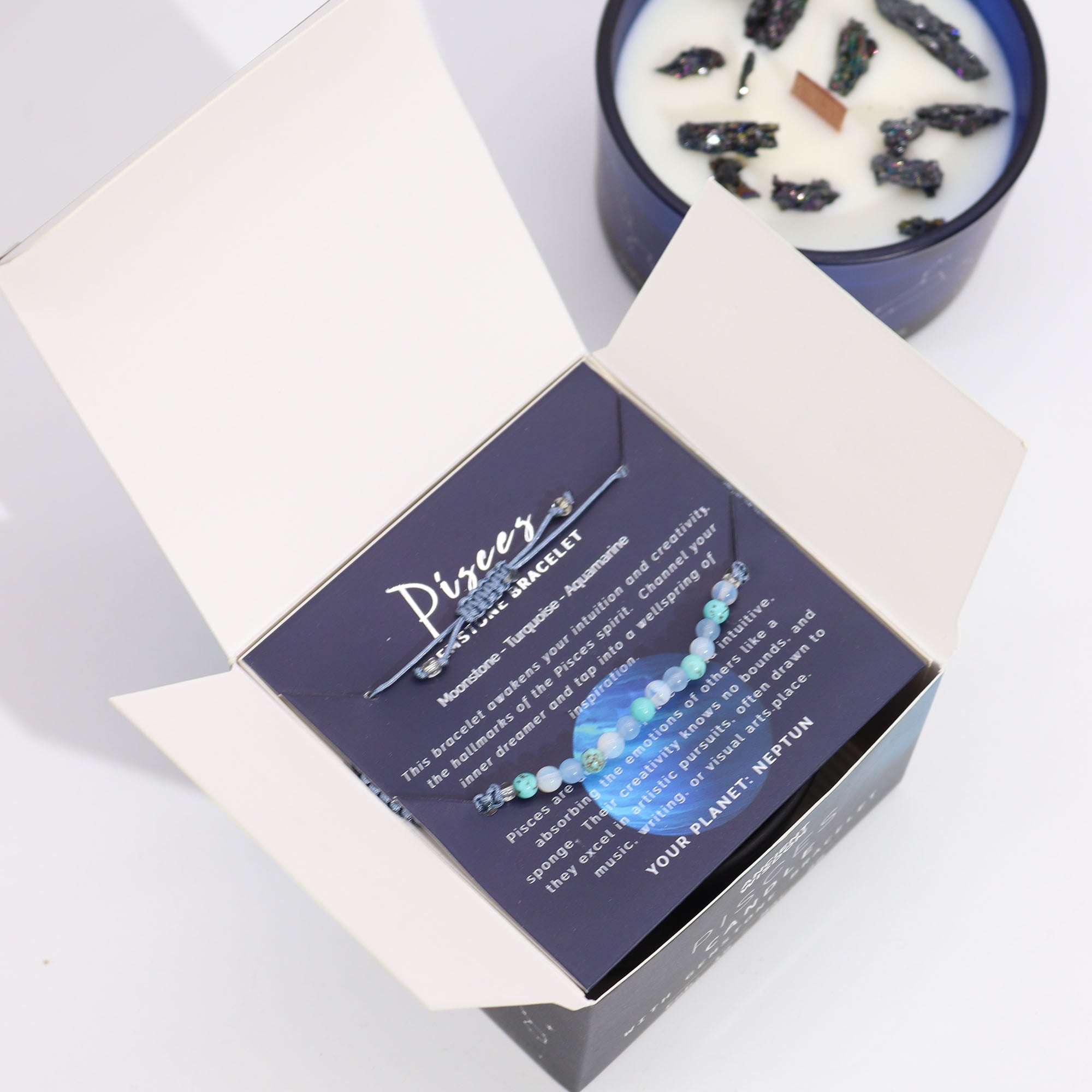 Bougie de cristal du zodiaque avec bracelet - Poisson