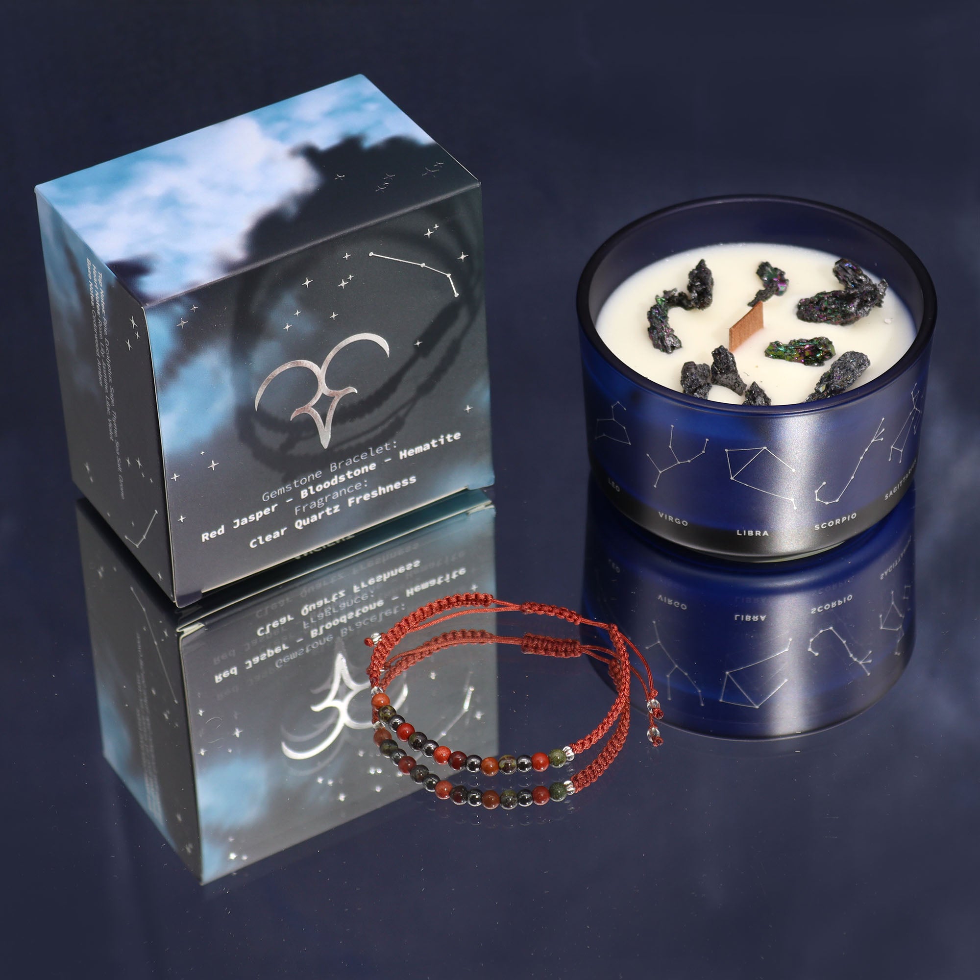 Bougie de cristal avec bracelet - Bélier