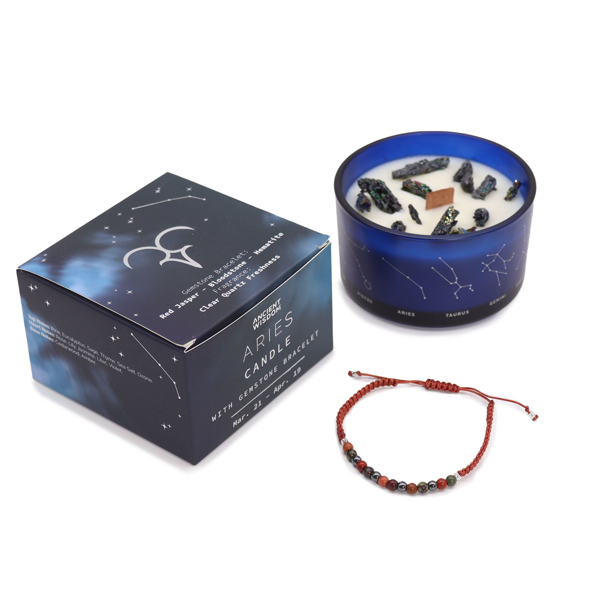 Bougie de cristal avec bracelet - Bélier