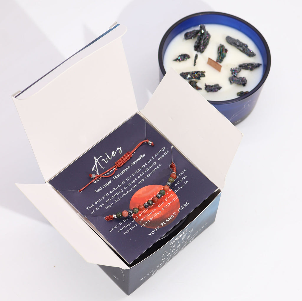 Bougie de cristal avec bracelet - Bélier