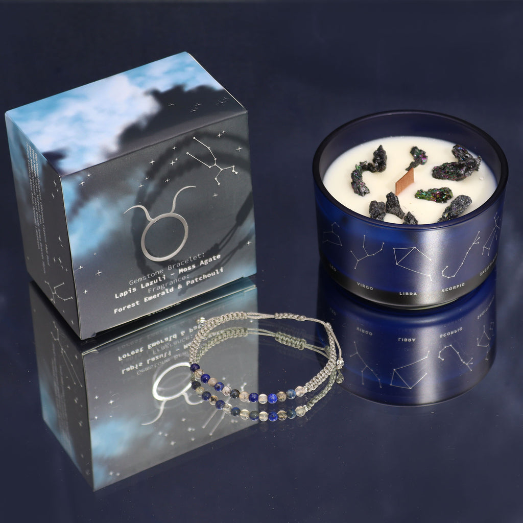 Bougie de cristal avec bracelet - Taureau