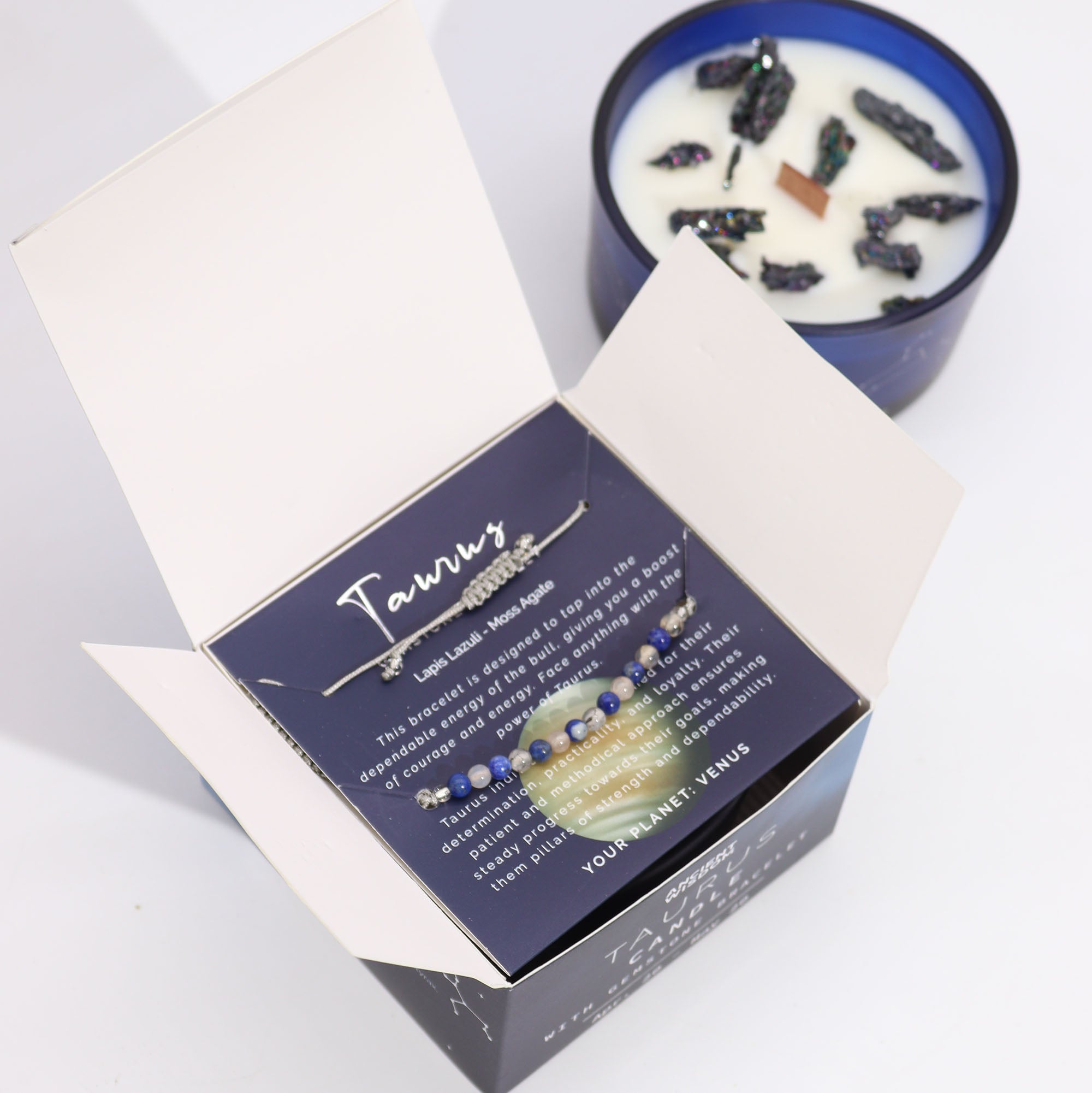 Bougie de cristal avec bracelet - Taureau