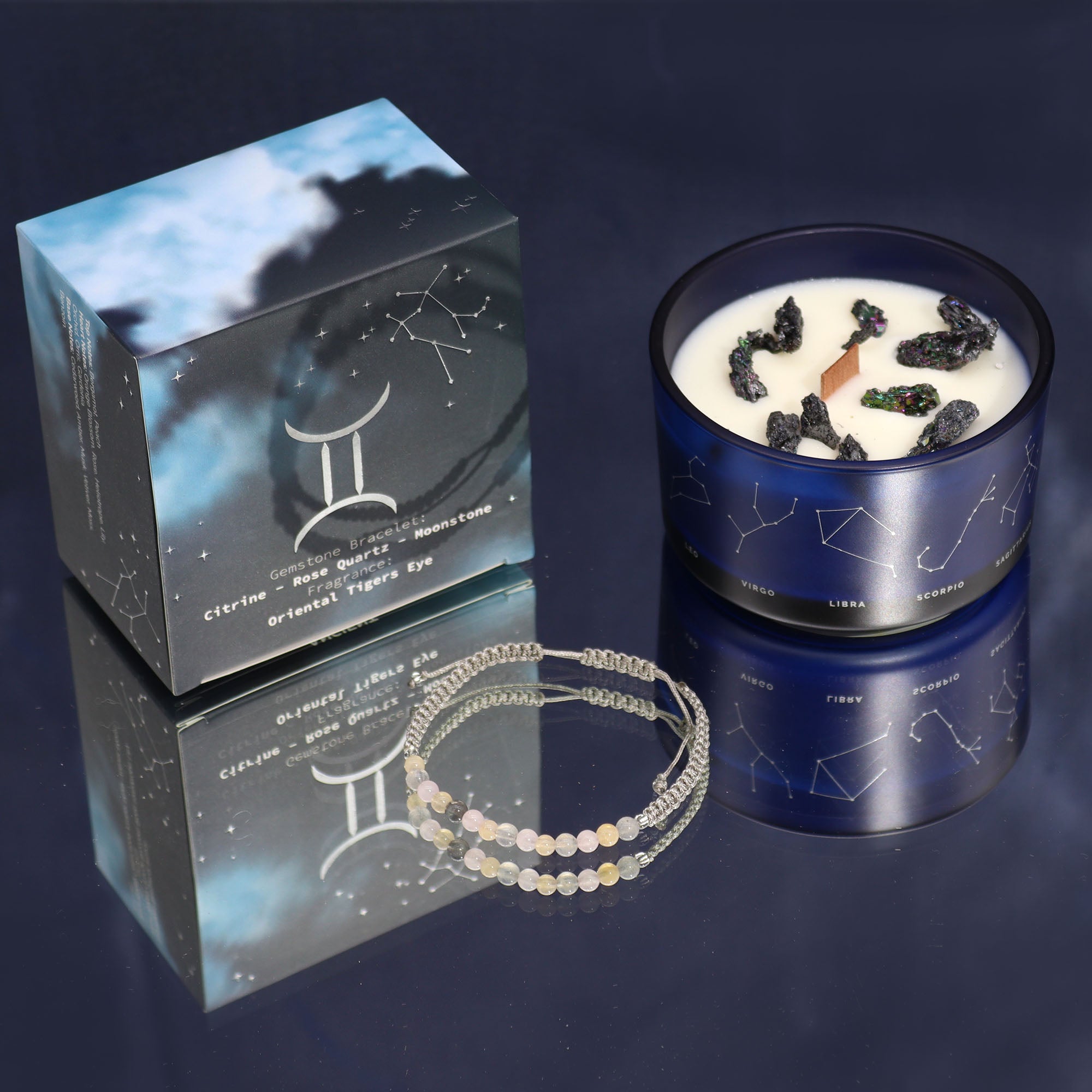 Bougie de cristal avec bracelet - Gémeaux