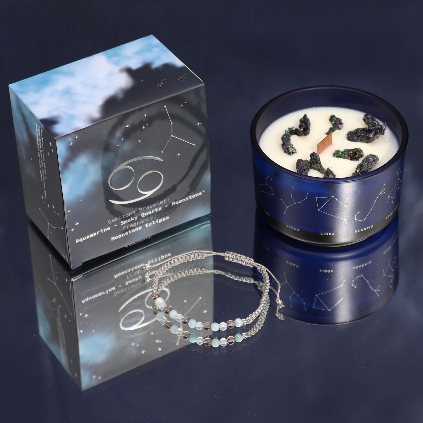 Bougie de cristal avec bracelet - Cancer