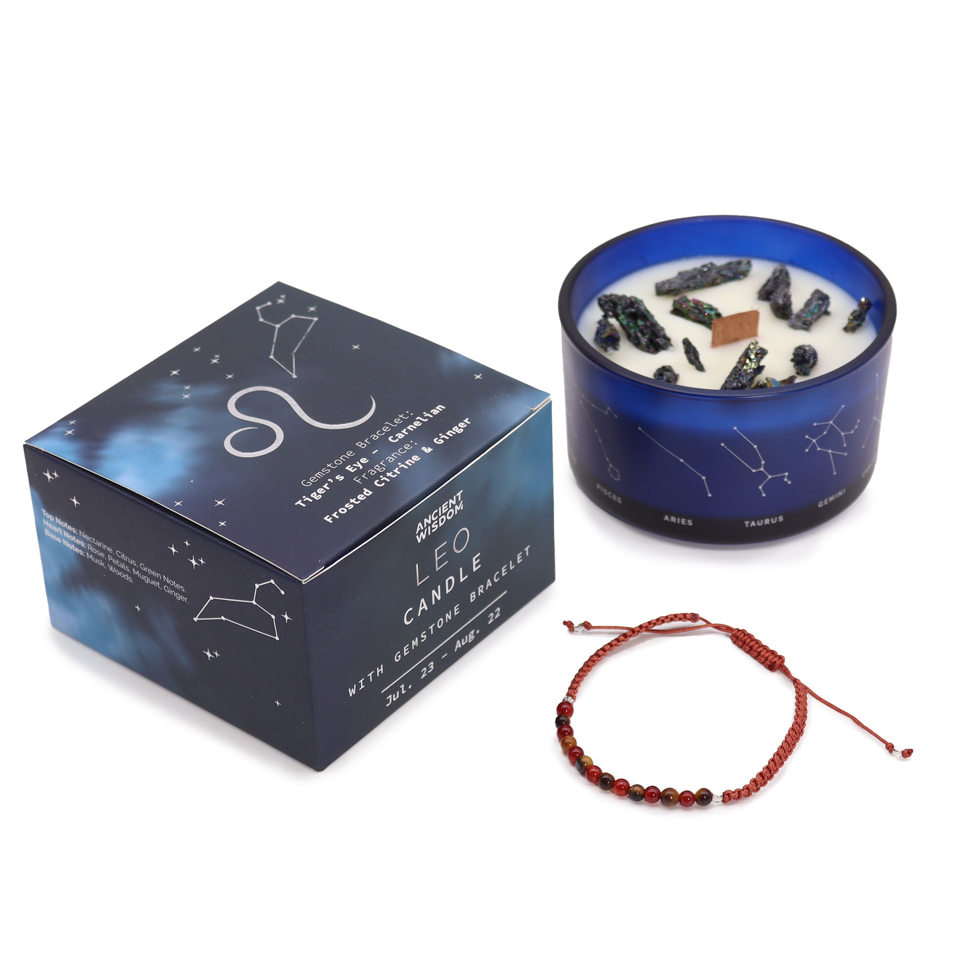 Bougie de cristal avec bracelet - Lion