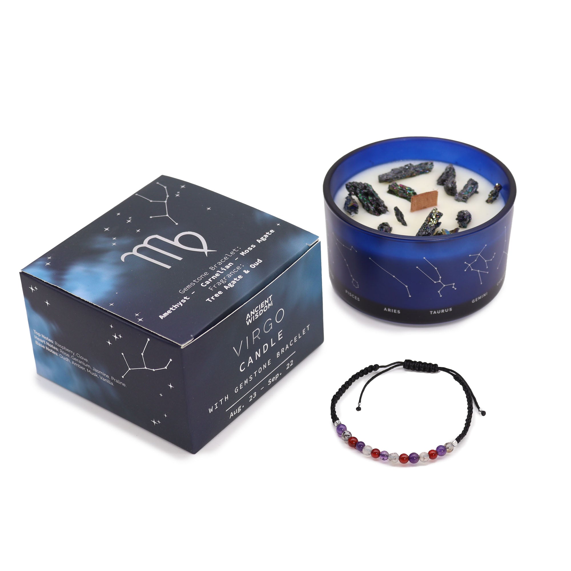 Bougie de cristal avec bracelet - Vierge