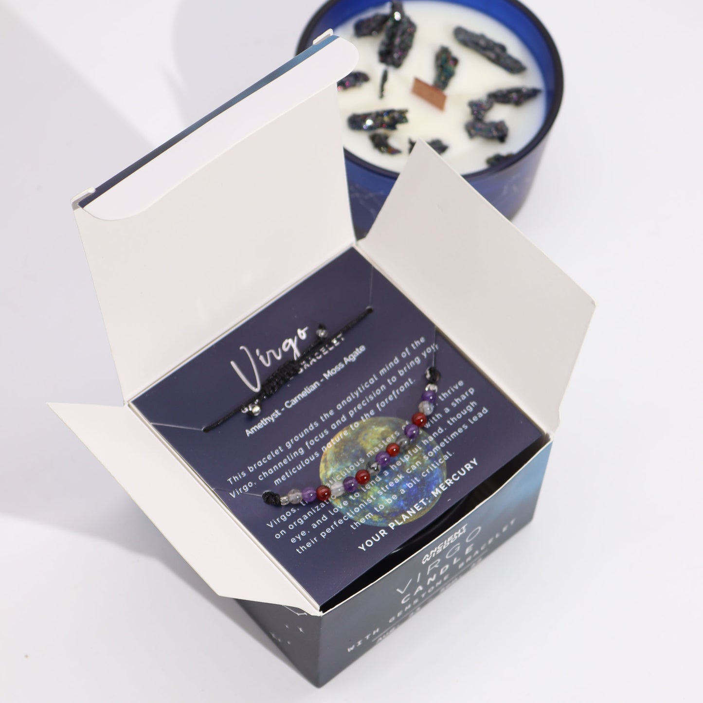 Bougie de cristal avec bracelet - Vierge