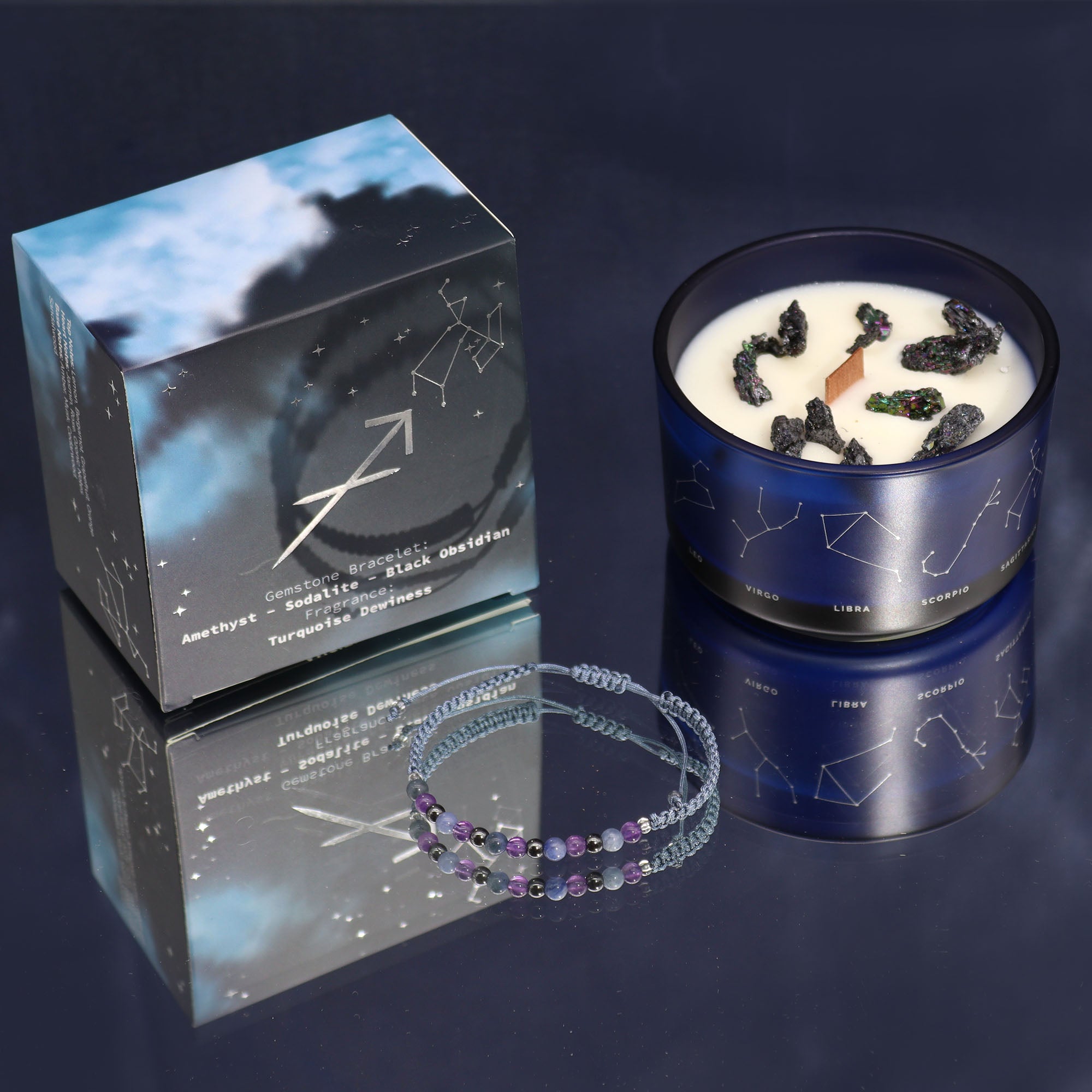 Bougie de cristal avec bracelet - Sagittaire
