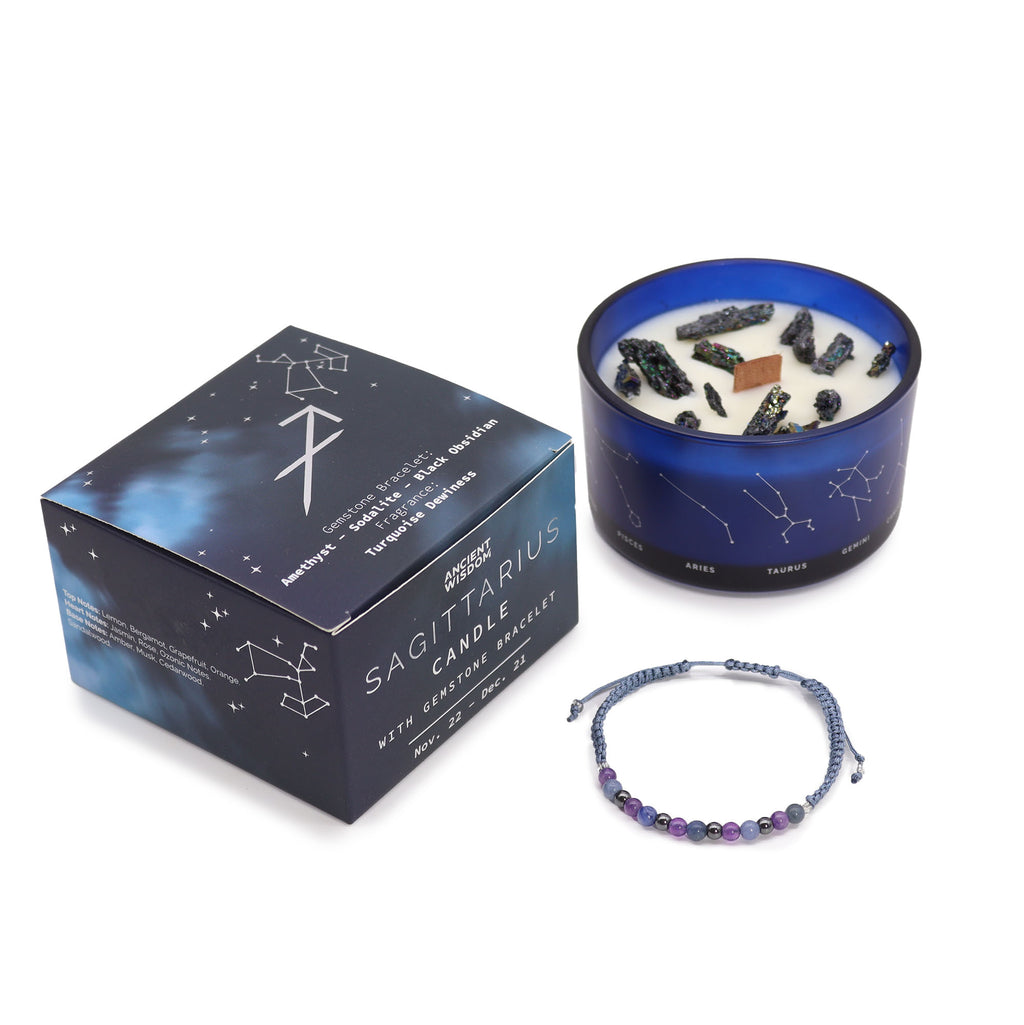 Bougie de cristal avec bracelet - Sagittaire