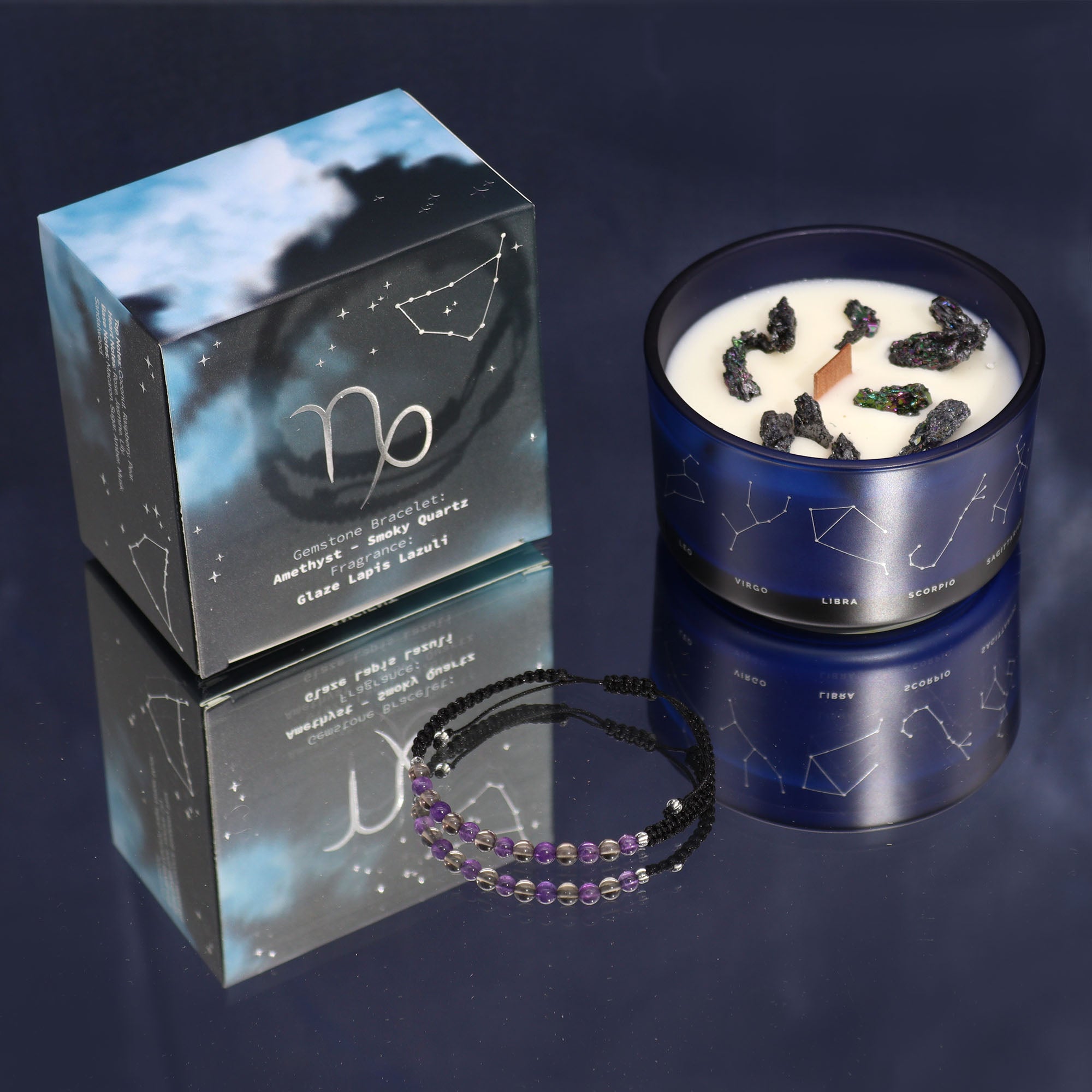 Bougie de cristal avec bracelet - Capricorne