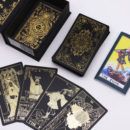 Coffret de tarot feuille d'or avec livre