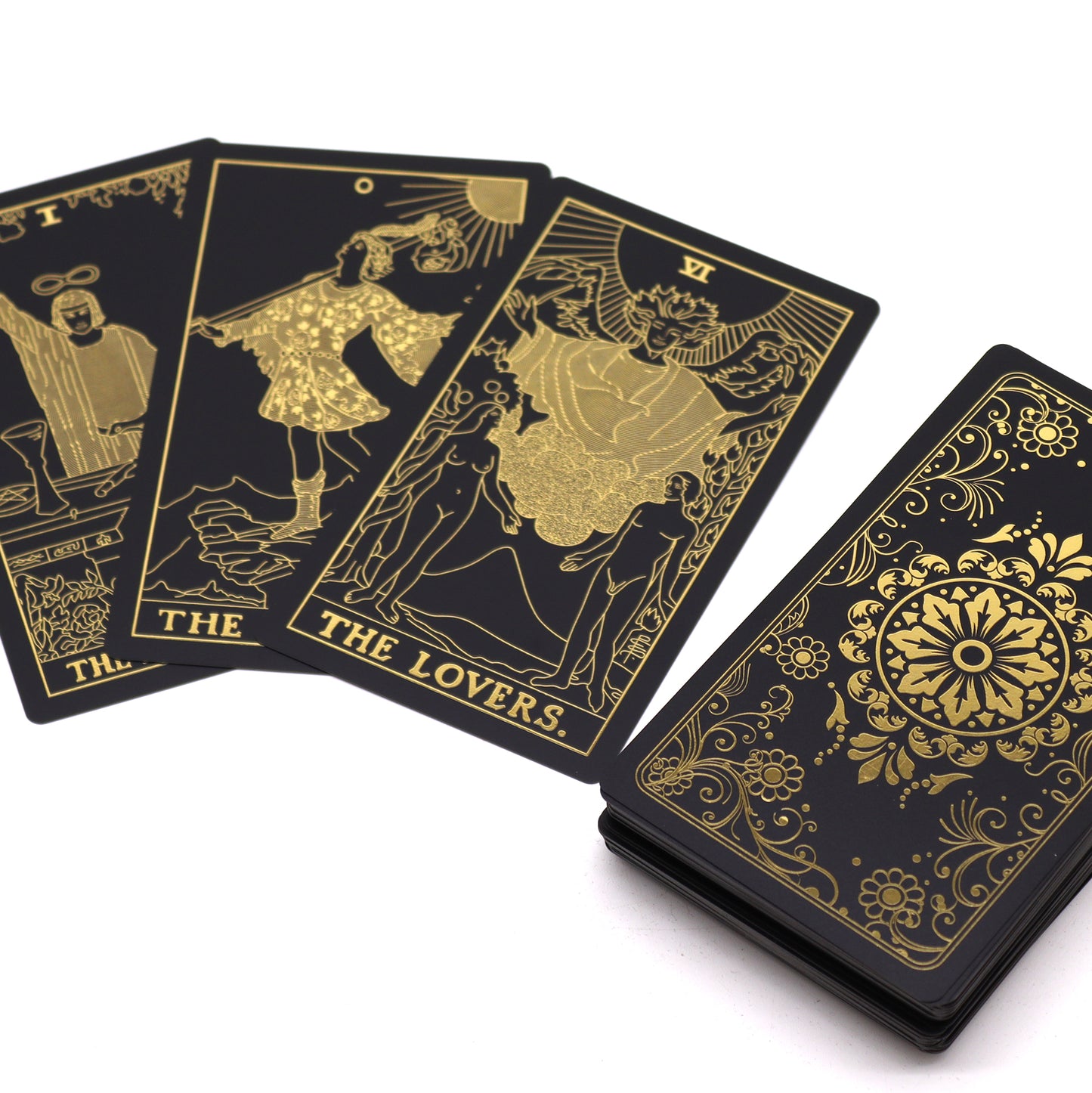 Coffret de tarot feuille d'or avec livre