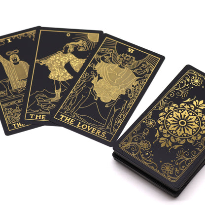 Coffret de tarot feuille d'or avec livre
