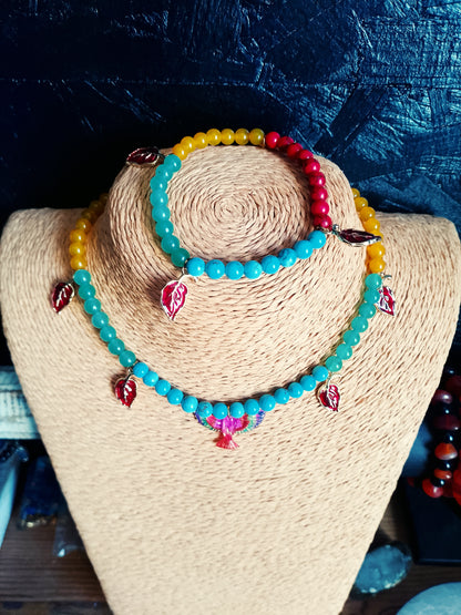 Ensemble "Quatre éléments" - Ras du cou & bracelet en pierres naturelles