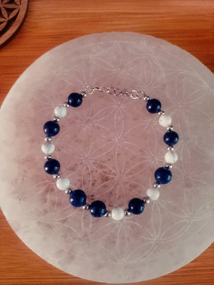 Bracelet en howlite et lapis lazuli